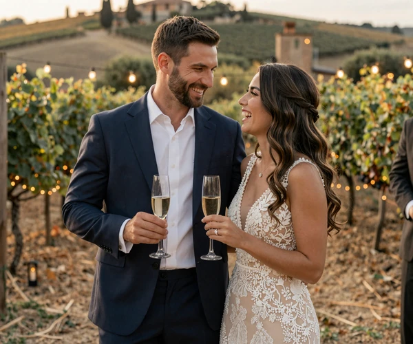 James and Sofia celebrating their wedding at a Tuscan vineyard - Cdleusa international dating success story