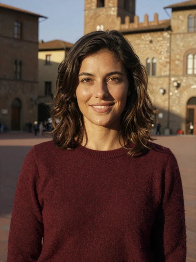 Giulia, 42, Italian woman in a Tuscan piazza - mature European single on Cdleusa dating platform