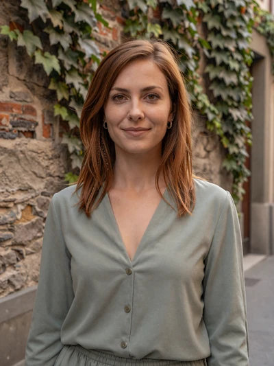 Chiara, 32, Italian woman with auburn hair in a Florence alley - Italian single on Cdleusa dating