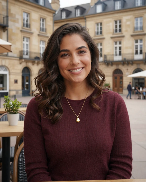 Luxembourg woman enjoying coffee at a café terrace in Place d'Armes - authentic Luxembourg dating culture on Cdleusa