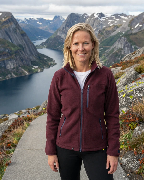 Norwegian woman hiking near a fjord in Bergen - authentic Norwegian dating culture and outdoor lifestyle on Cdleusa